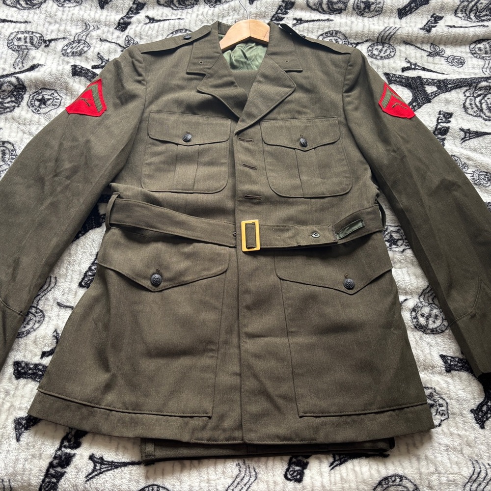 US Marines USMC Enlisted Service Lance Corporal Men's Jacket Coat 44R Pants 34R